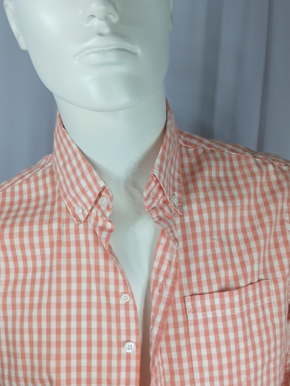 Johnnie O mens large pink or coral gingham long sleeve cotton shirt - Picture 1 of 9